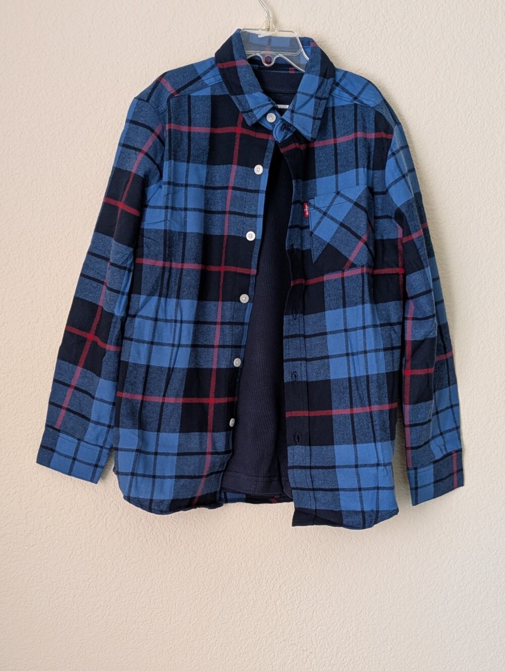 Levi's Boy's Blue Flannel And Shirt Set